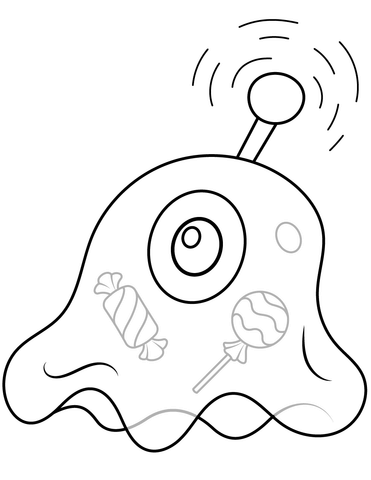 Alien With Antenna Coloring Page